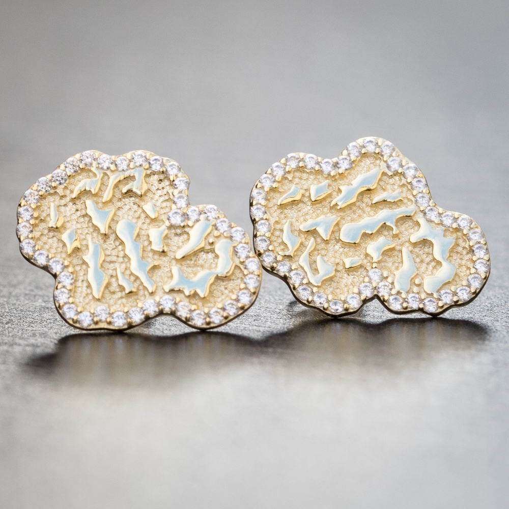 Mens Gold Hip Hop Iced Nugget Earrings